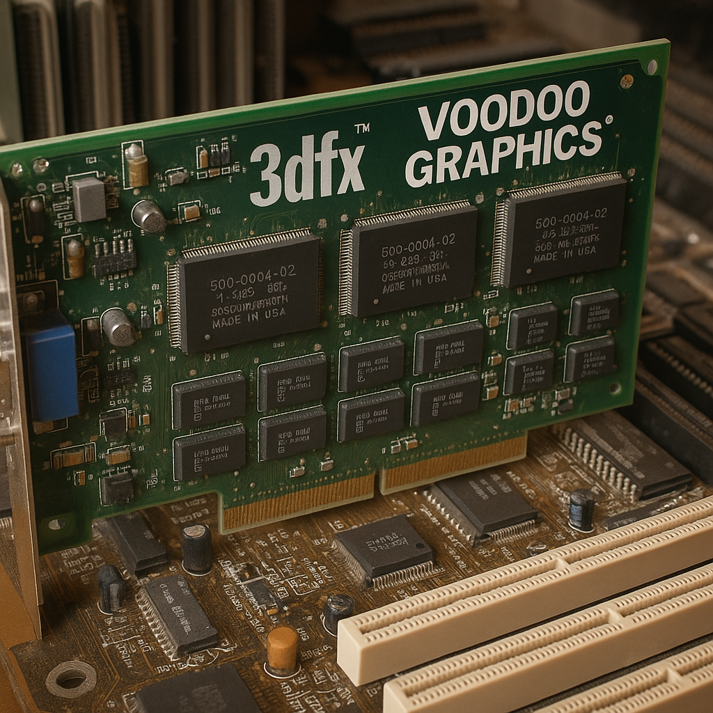 3dfx Voodoo Graphics graphics card installed on a vintage motherboard