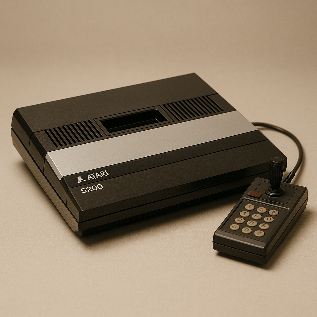 Vue en perspective de l&rsquo;Atari 5200 sur fond neutre