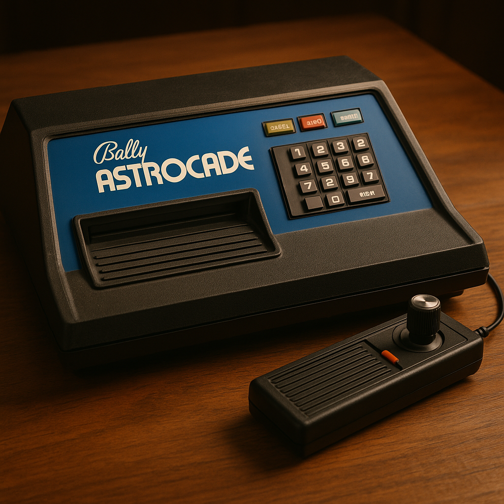 Vintage Bally Astrocade console placed on a wooden table