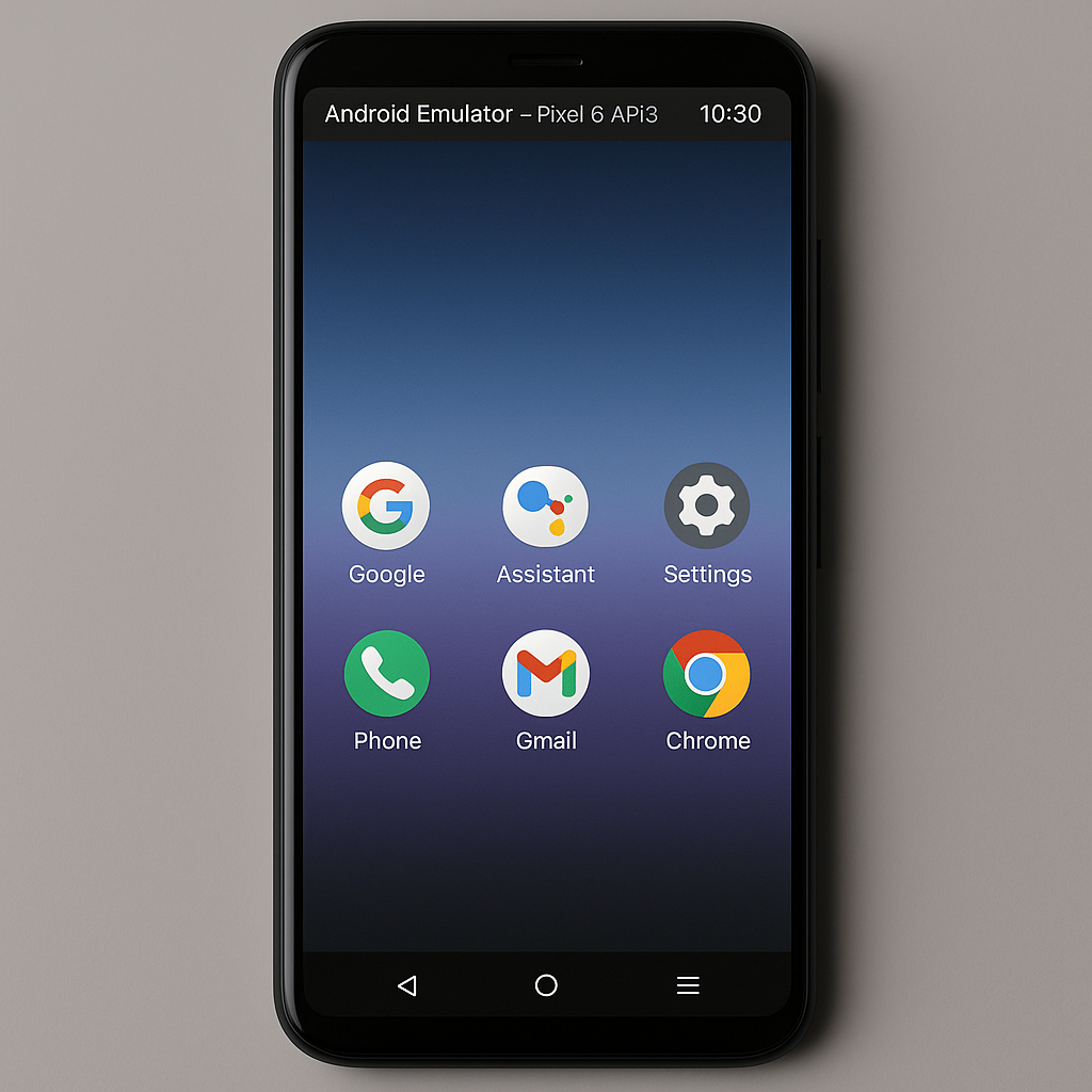 Interface of an Android emulator in action on a smartphone