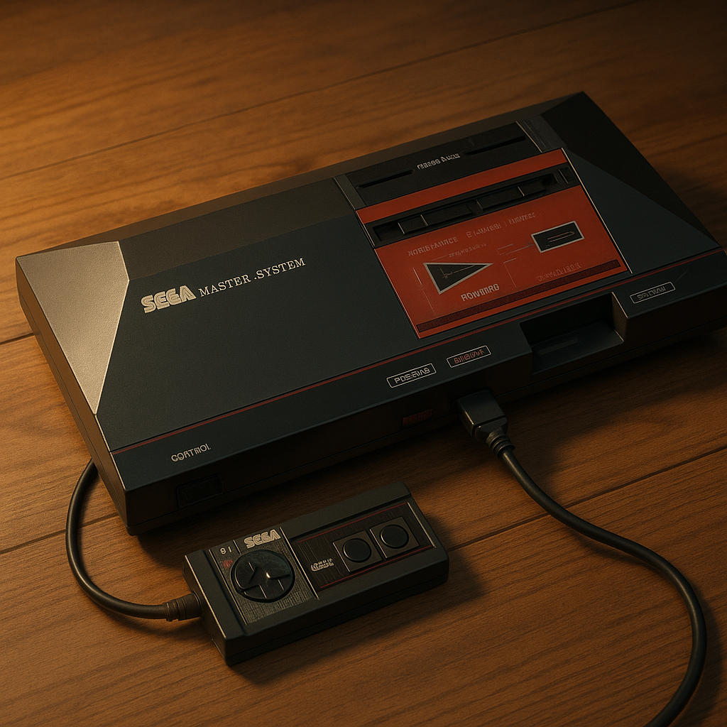 Photo r&eacute;aliste de la console Sega Master System avec sa manette