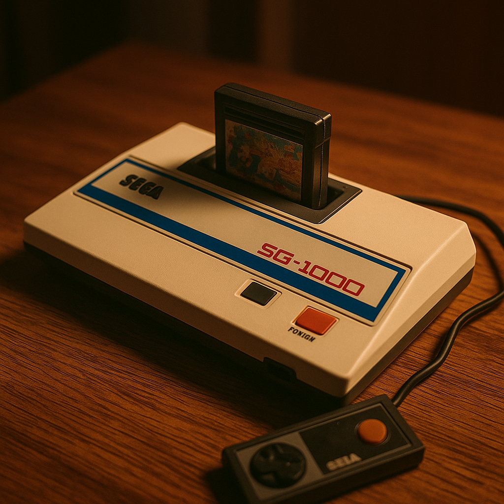 View of the Sega SG-1000 with cartridge inserted