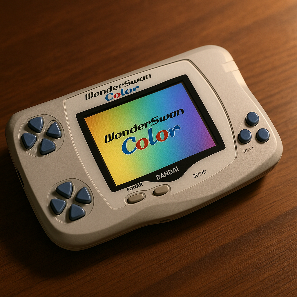 Bandai WonderSwan Color tenu en main avec son &eacute;cran couleur &eacute;clatant