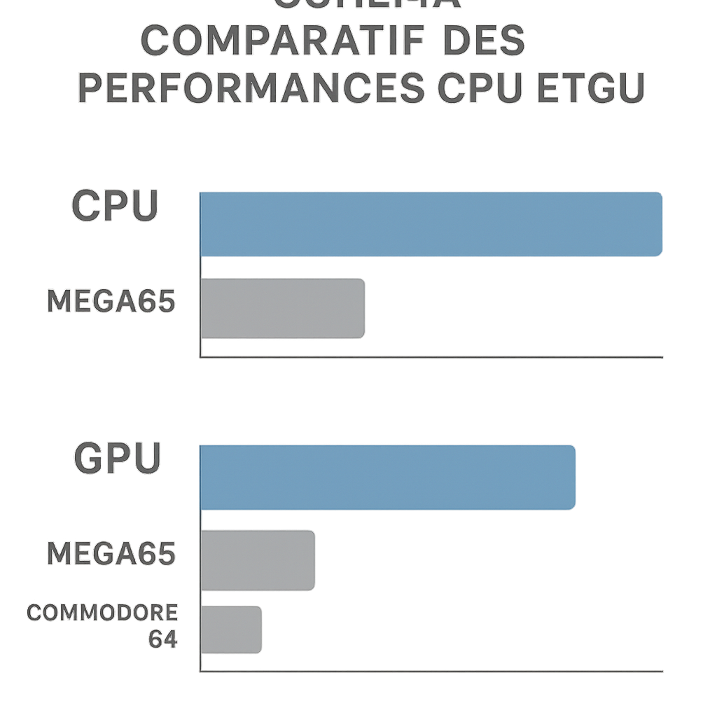 Graph comparing CPU and GPU performance of the Mega65 and the Commodore 64