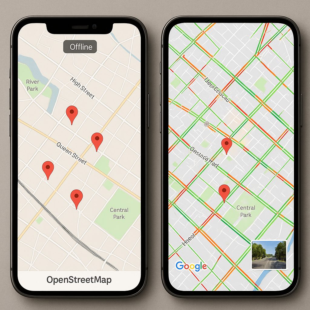 Comparatif OpenStreetMap et Google Maps : interfaces et cartes