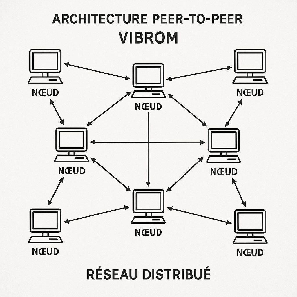 Vivrom peer-to-peer network architecture diagram